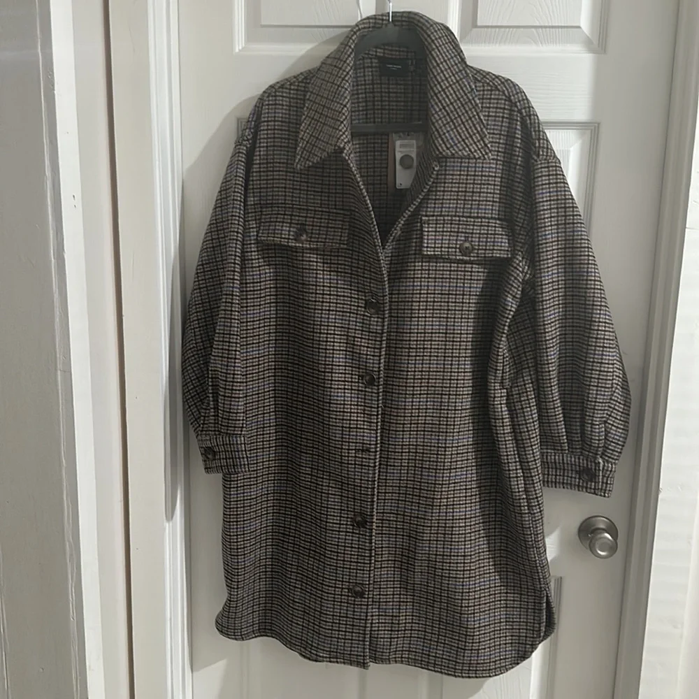 Super cute Vero Moda Wool plaid coat shacket Jacket - Picture 3 of 9